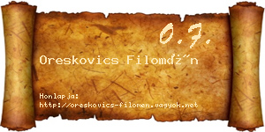 Oreskovics Filomén névjegykártya
